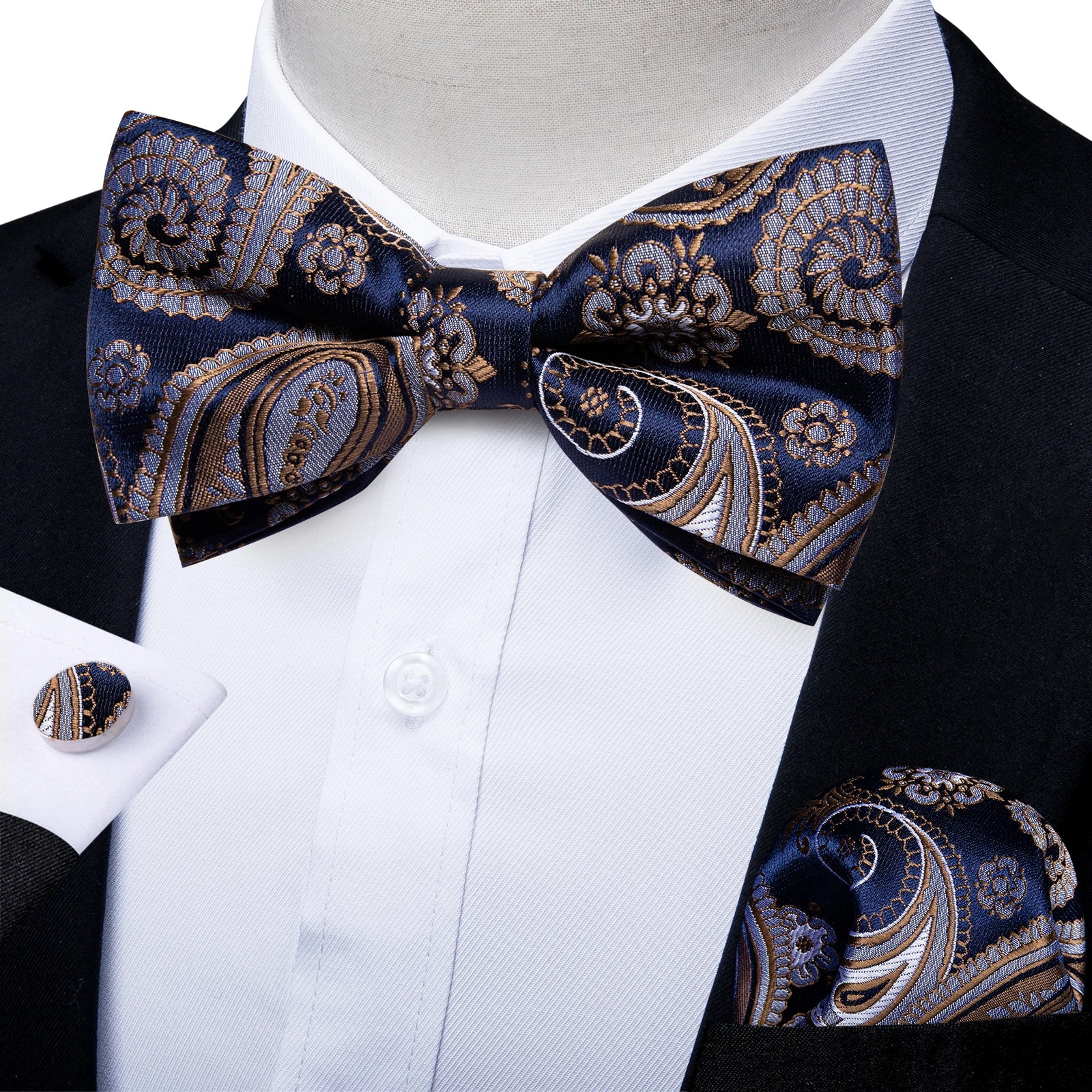 Flugset paisley herr – fluga, näsduk & manschettknappar