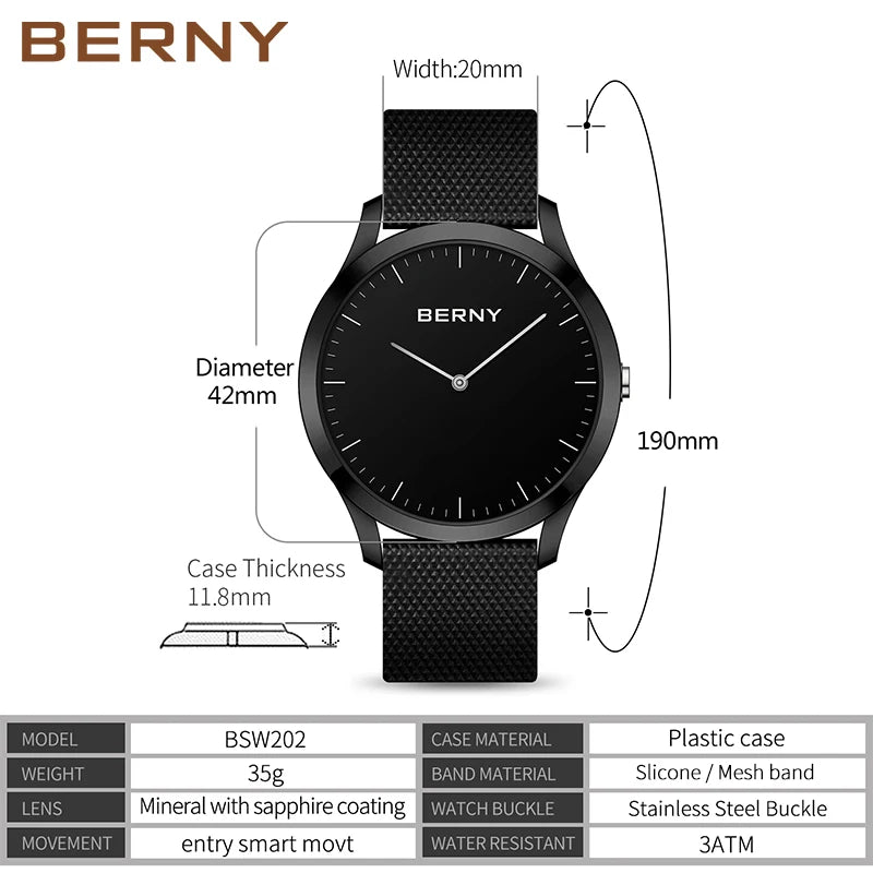 BERNY Smartwatch – Pulsmätning & vattentålig