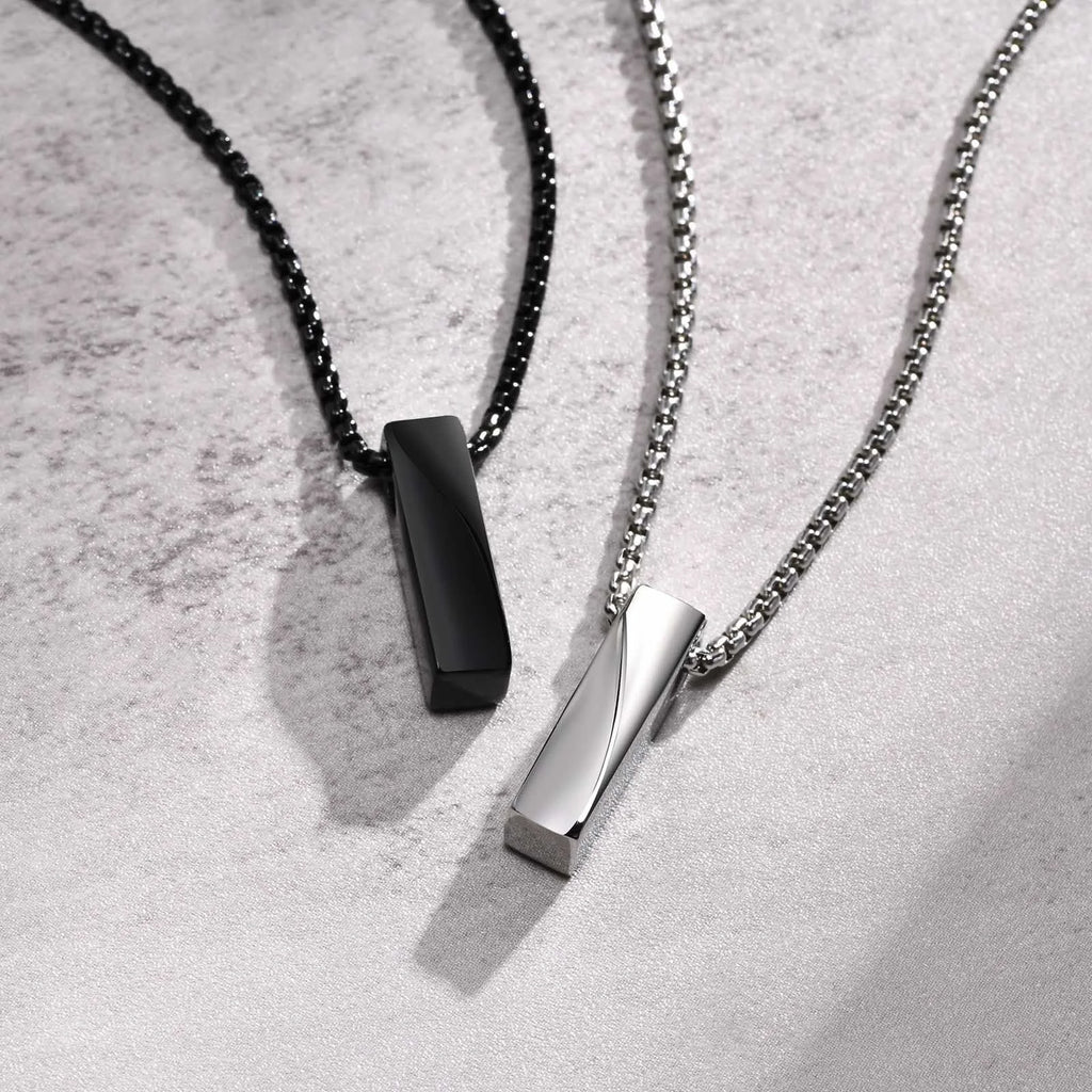 Halsband herr – minimalistiskt stålhalsband med geometriskt hänge
