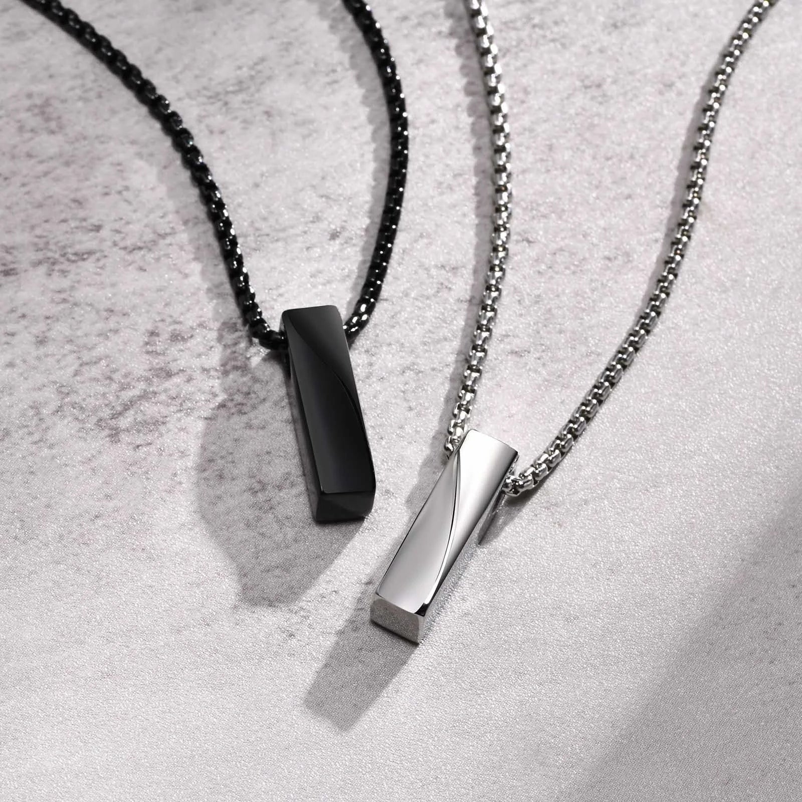 Halsband herr – minimalistiskt stålhalsband med geometriskt hänge