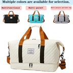 Quiltad weekendbag dam i lätt nylon med axelrem
