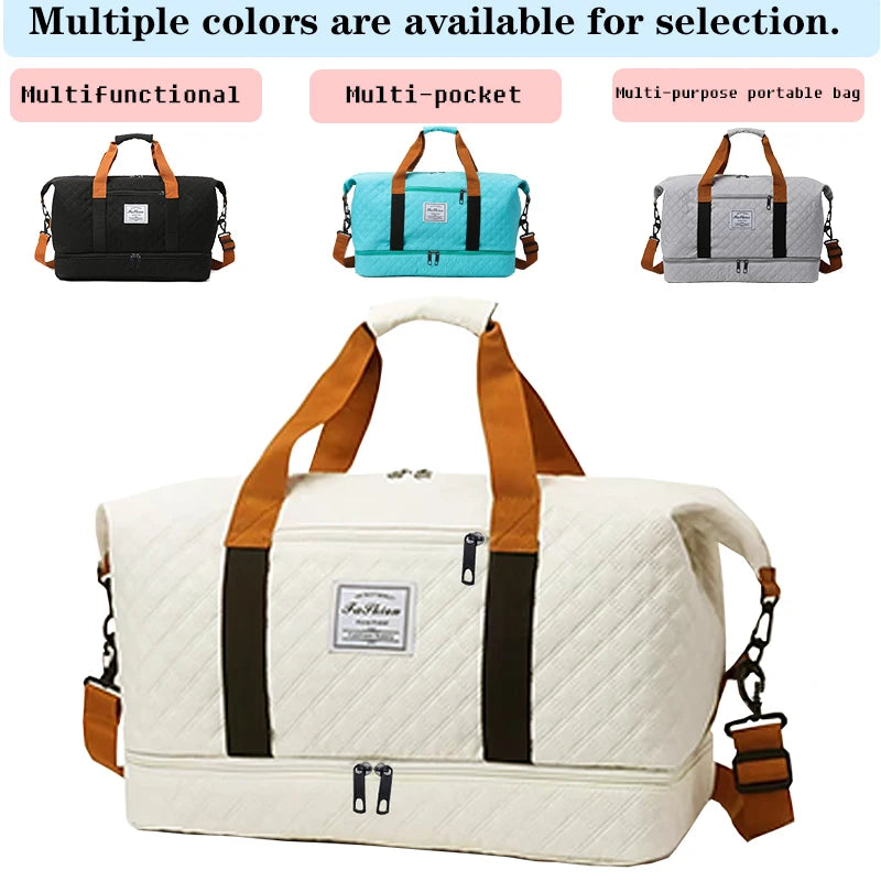 Quiltad weekendbag dam i lätt nylon med axelrem