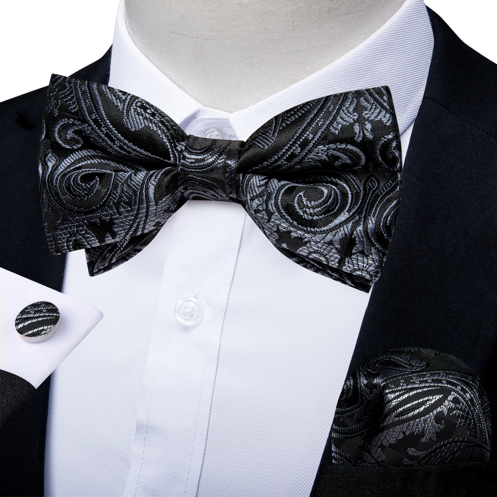 Flugset paisley herr – fluga, näsduk & manschettknappar