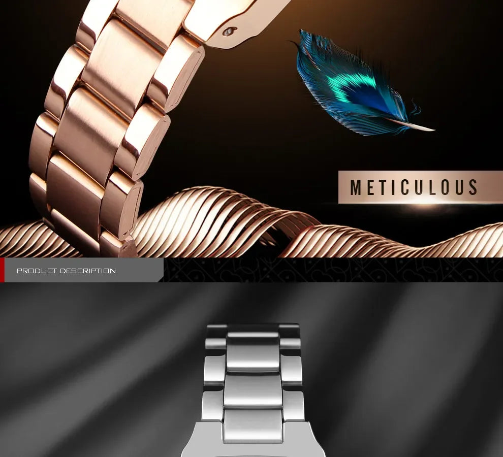 SKMEI 1400 damklocka i rostfritt stål – Elegant quartzklocka