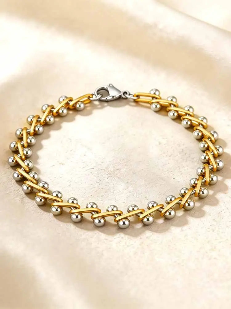 Meaeguet armband dam i guld och silver – minimalistiskt tvåtons armband