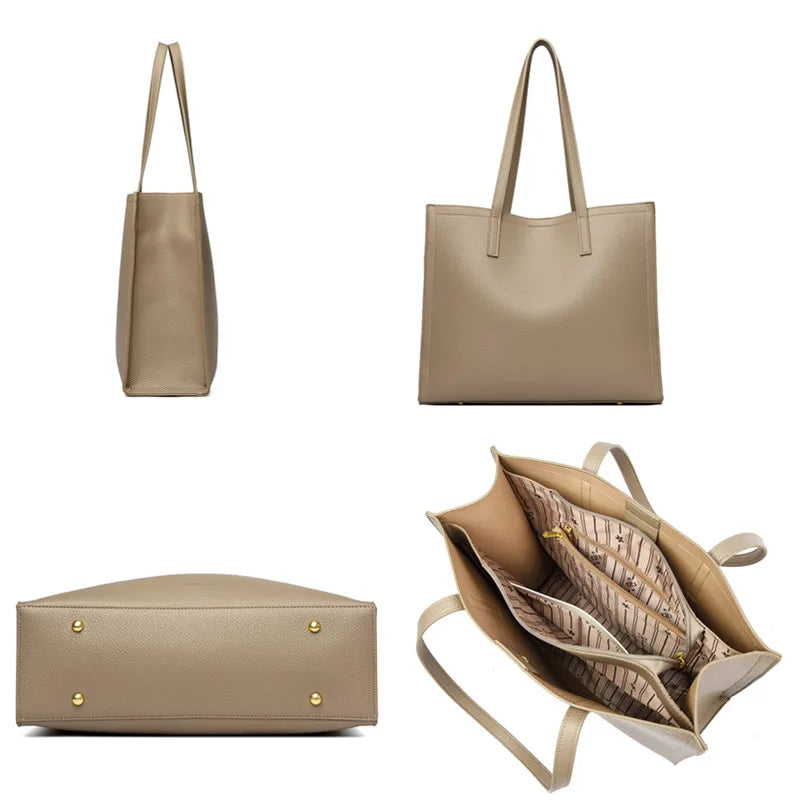 Minimalistisk axelväska i PU‑läder – stor axelväska med lyxig design