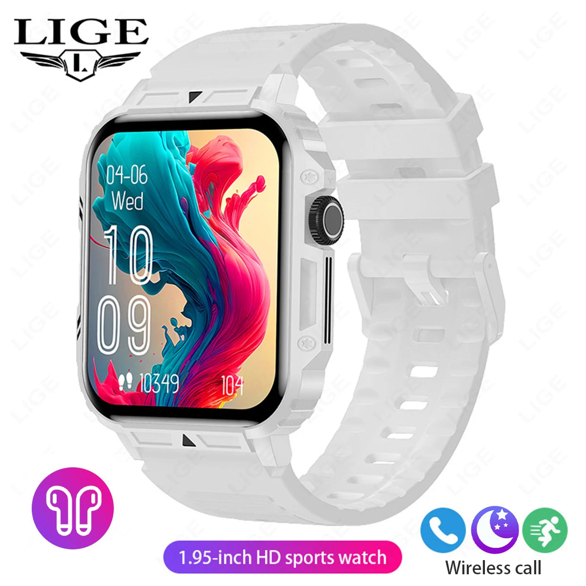 LIGE Smartwatch 1.95” – Bluetooth-samtal & fitness