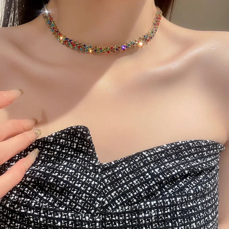 Halsband dam – choker med strass för fest