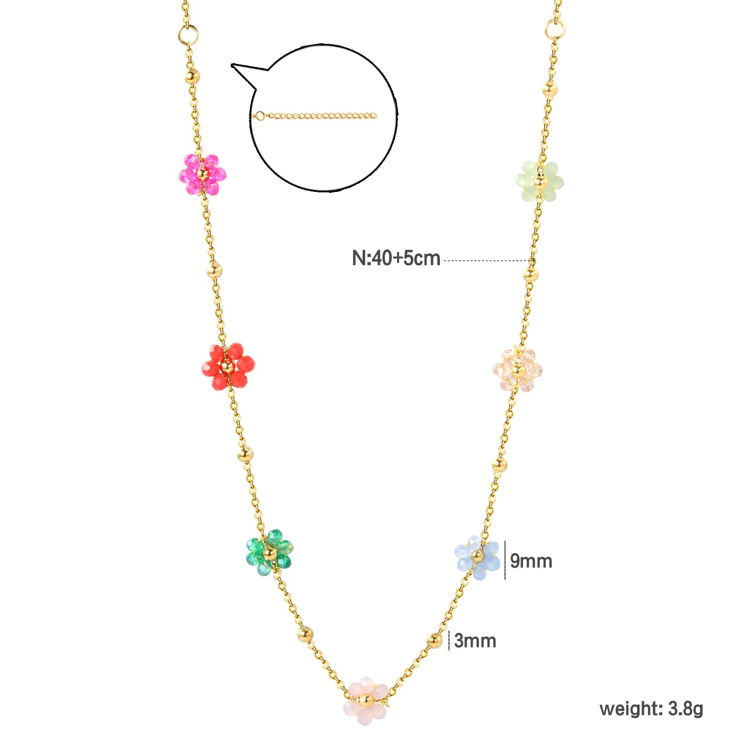 Blomhalsband dam – bohemiskt daisy halsband i rostfritt stål