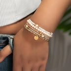 5-pack pärlarmband dam i resin – elastiska armband för sommar och vardag