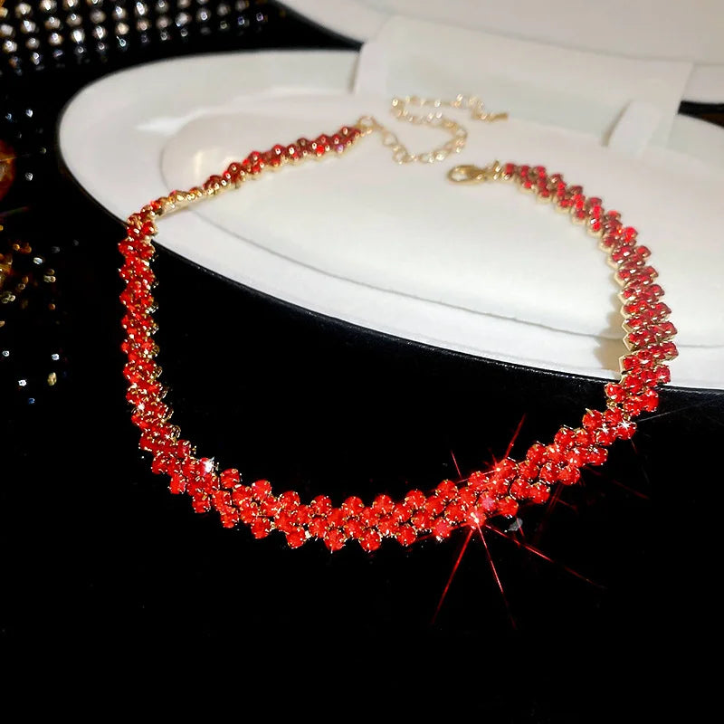 Halsband dam – choker med strass för fest