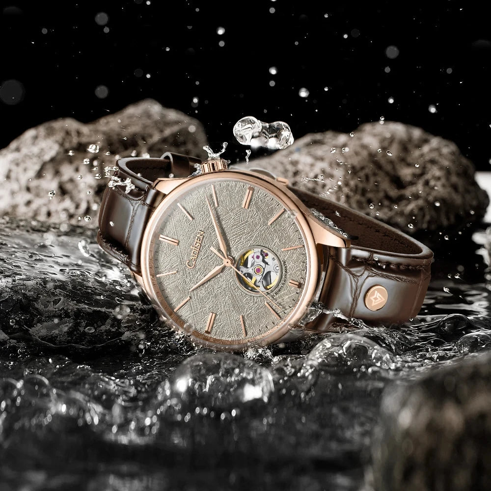 CADISEN C8187 automatisk skeleton‑klocka för herr – Safirglas, miyota‑urverk, 5 ATM
