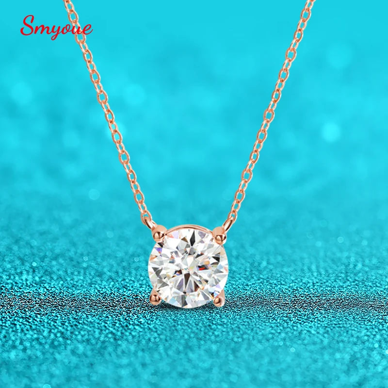 Halsband dam – moissanite halsband i roséguld i guldton