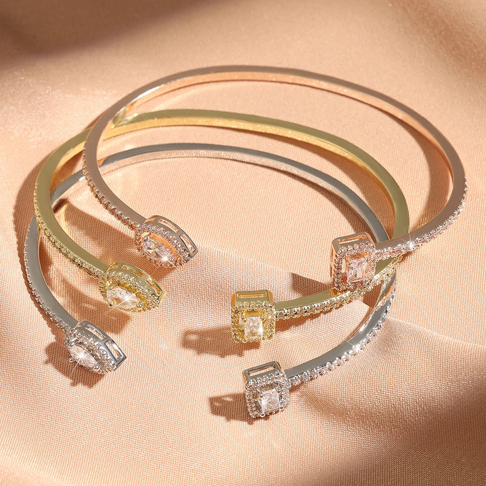 Armband dam – geometriskt armband med kristaller i guldton