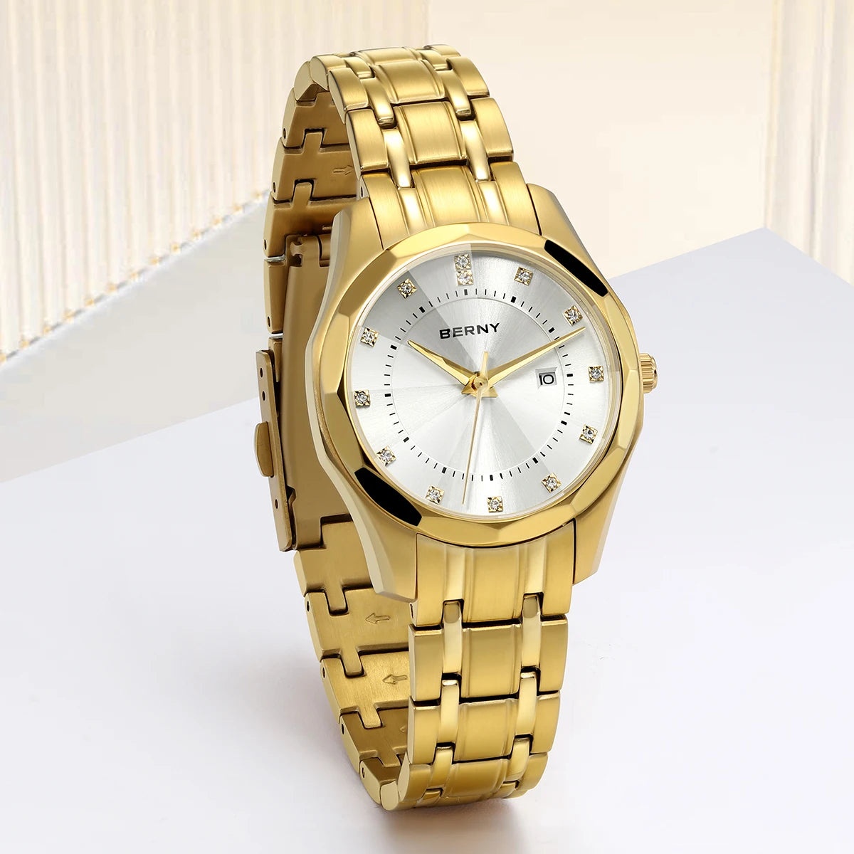 BERNY damklocka i guldton – Elegant automatisk klocka