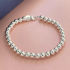 Silverarmband dam – 925 sterlingsilver med runda pärlor 6 mm
