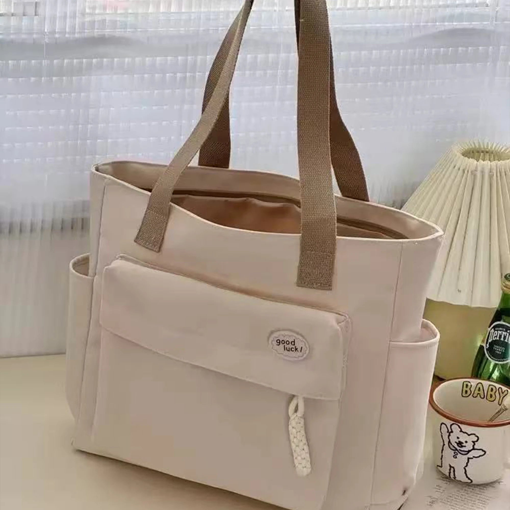 Canvas tote bag med stor kapacitet