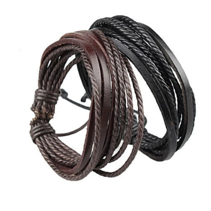Läderarmband herr – flätat multilager