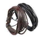 Läderarmband herr – flätat multilager