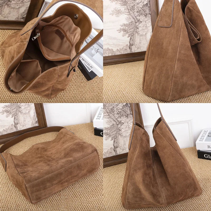 Mockaväska dam stor – suede tote