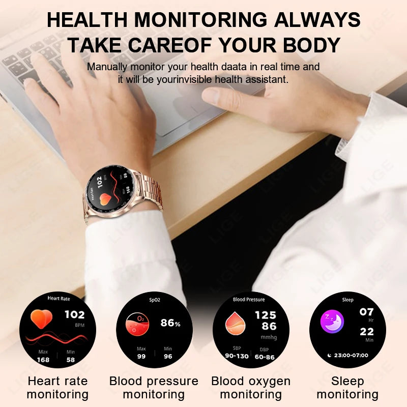Smartwatch LIGE TWS 2‑i‑1 – med hörlurar & Bluetooth