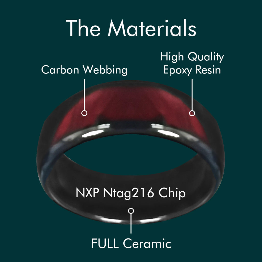 NTAG216 smart NFC-ring i keramik – programmerbar 888 byte