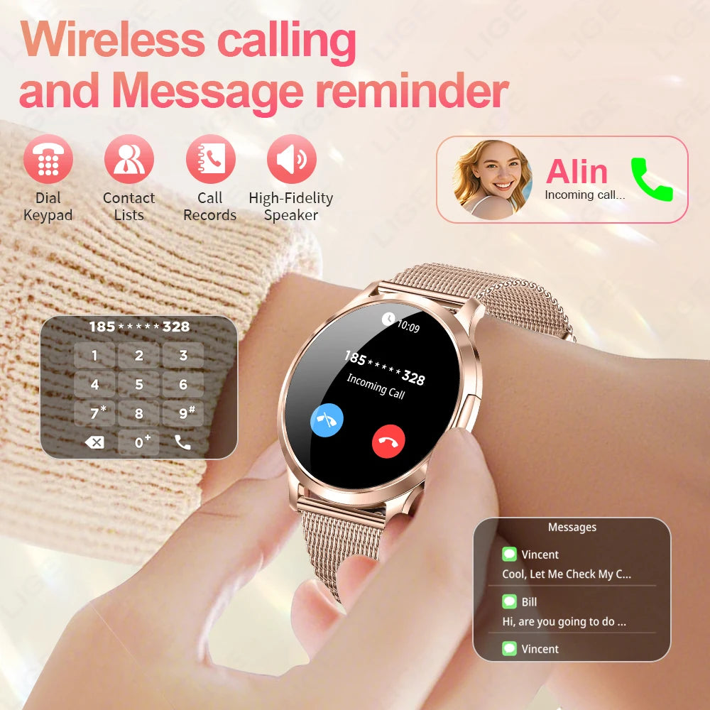 LIGE Dam Smartwatch 1.32” – AMOLED & pulsmätning
