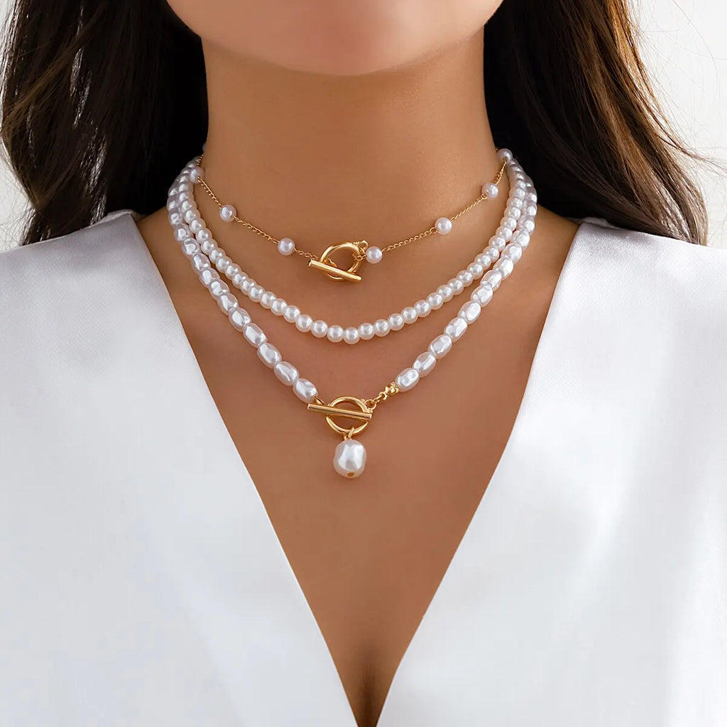 3-pack halsband med pärlor – Y2K vintage
