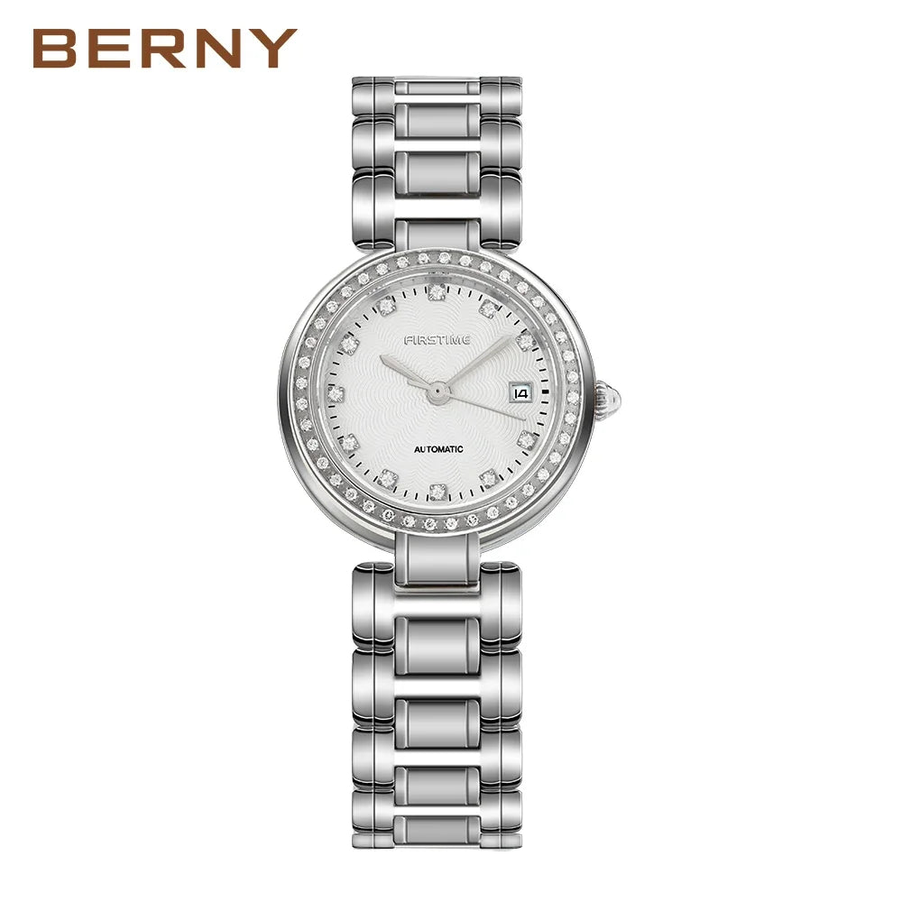 BERNY Automatisk damklocka – safirglas
