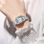 Fyrkantig damklocka i rostfritt stål – stilren quartzklocka