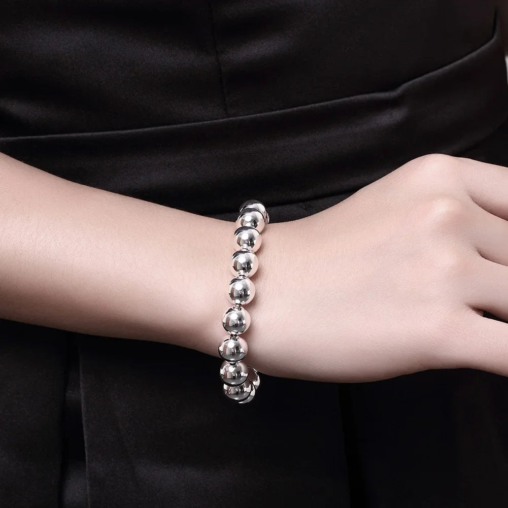 Silverarmband dam – 925 sterlingsilver med runda pärlor 6 mm