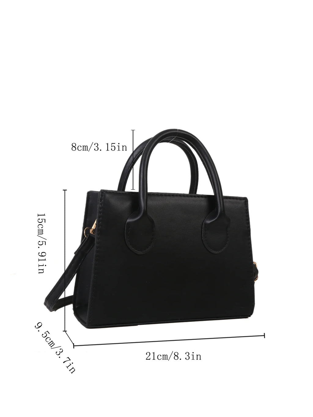 Stor damväska i PU med klassisk design och crossbody-funktion
