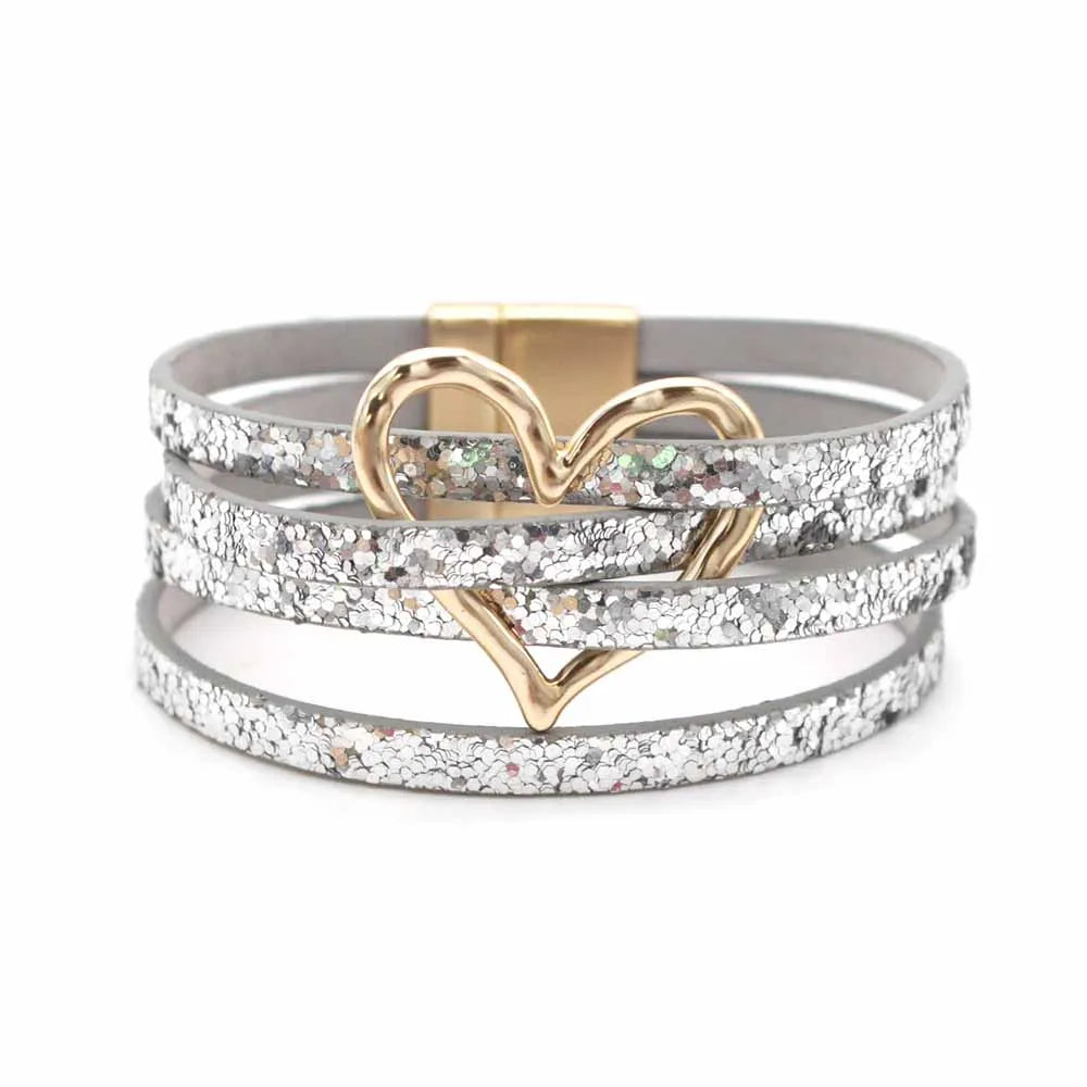 Brett flätat läderarmband för dam