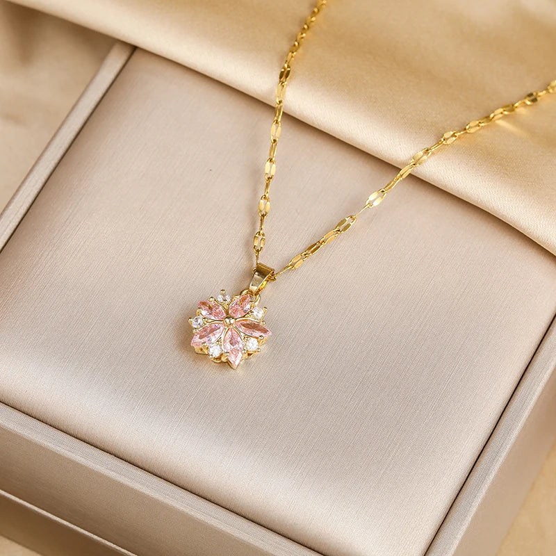Halsband dam – sakura halsband i stål i rostfritt stål