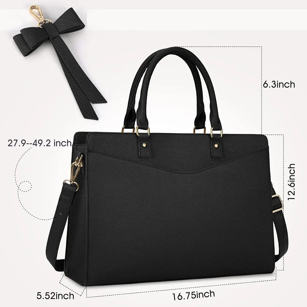 Laptop tote bag dam 15.6 tum – elegant arbetsväska i PU-läder