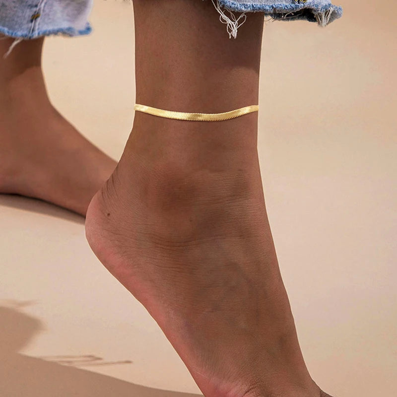 Fotlänk dam snake chain – rostfritt stål