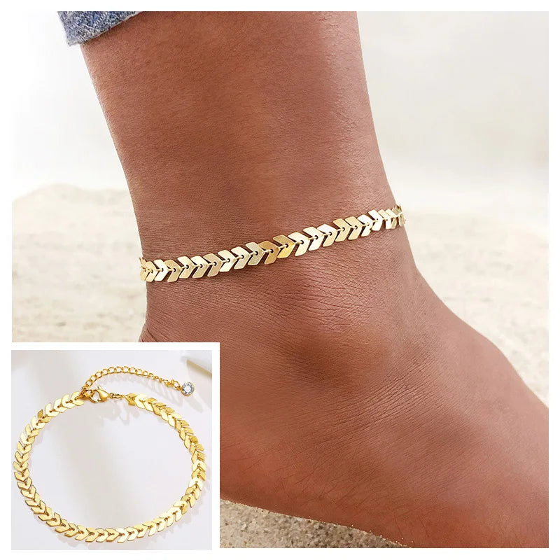 Fotlänk dam snake chain – rostfritt stål