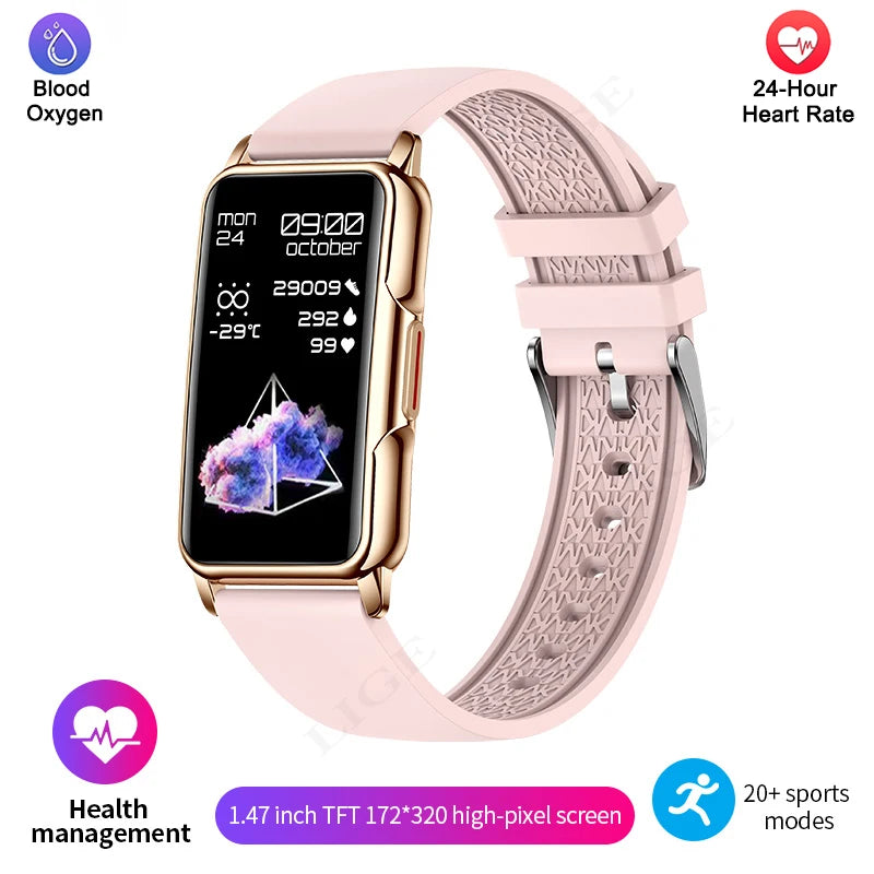 LIGE Smartwatch Dam 1.47” – Bluetooth-samtal & hälsa