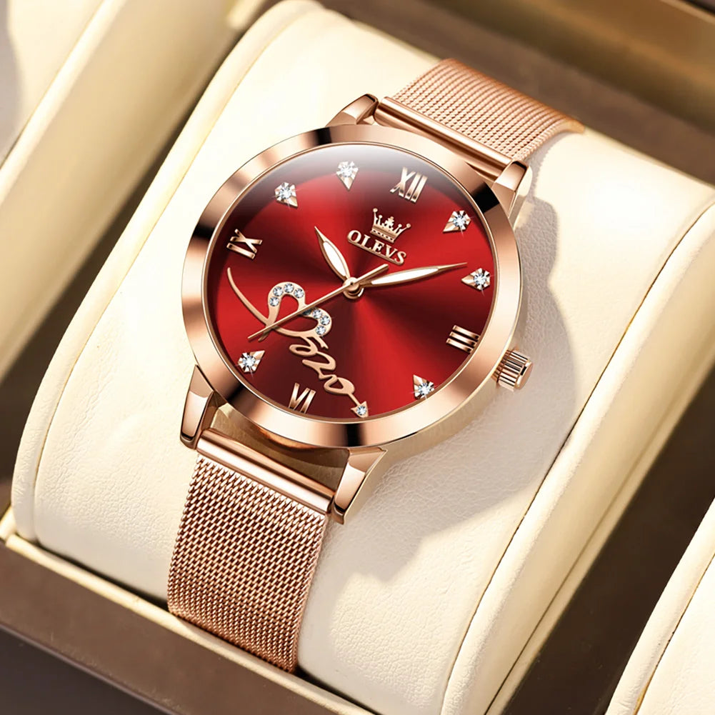 OLEVS 5530 Damklocka Roséguld – elegant kvartsklocka