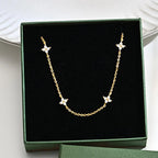 Lyckoklöver halsband i 925 sterling silver med guldplätering och CZ-blommor
