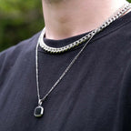 Halsband herr fyrkantigt hänge – geometrisk design i rostfritt stål