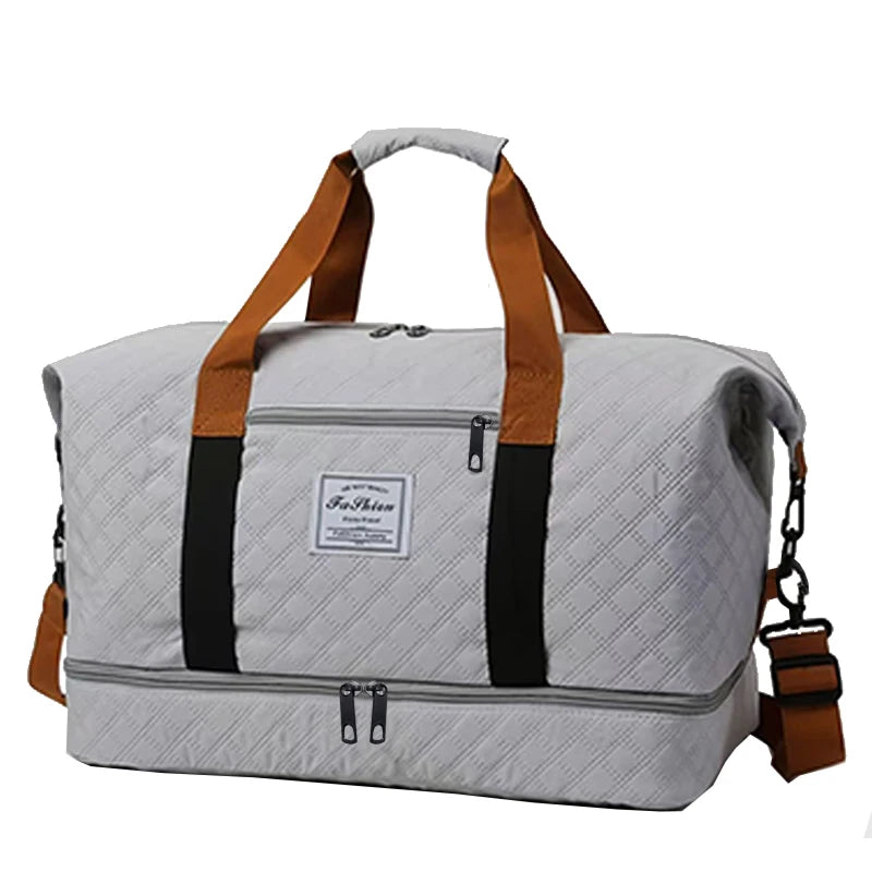 Quiltad weekendbag dam i lätt nylon med axelrem