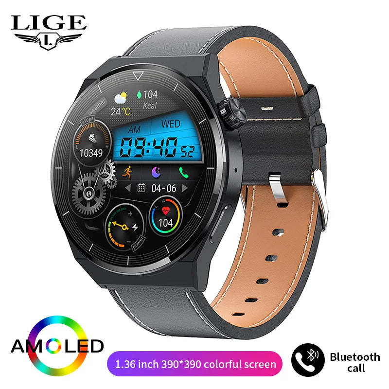 LIGE NFC Smartwatch 1.36” – AMOLED & trådlös laddning