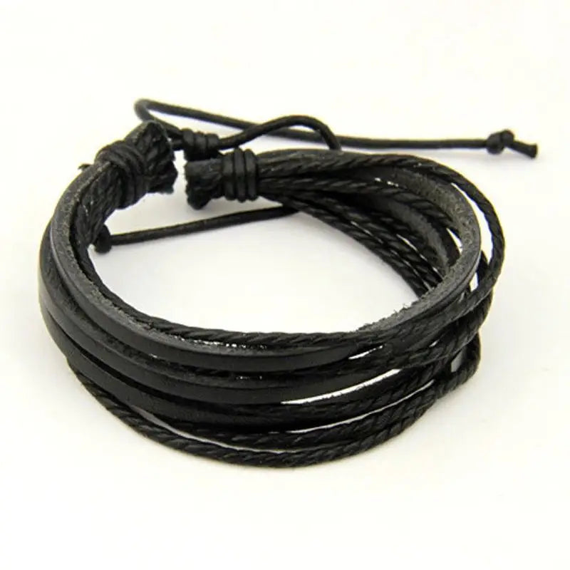 Läderarmband herr – flätat multilager