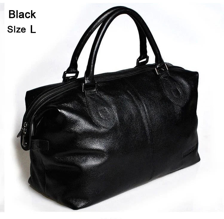 Weekendbag i äkta läder herr – stor duffelväska i cowhide
