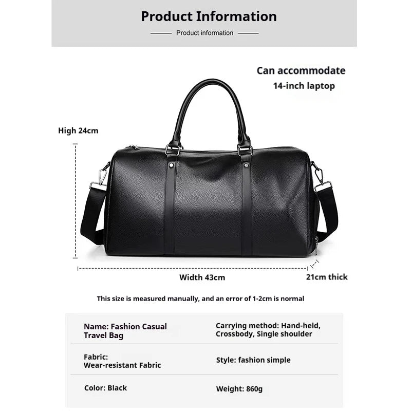 Unisex weekendbag i PU-läder med separat skofack