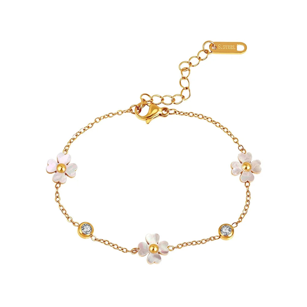 ORSA JEWELS damarmband – blomma med zirkonia i rostfritt stål