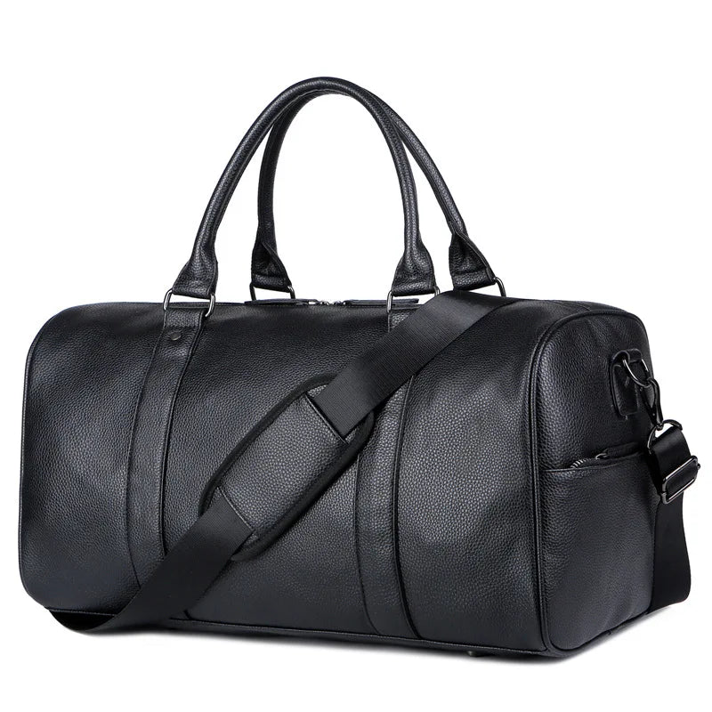 Weekendbag i äkta läder – stor duffel