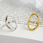 Geometrisk ring i silver- och guldton – Modern oval design för dam & herr