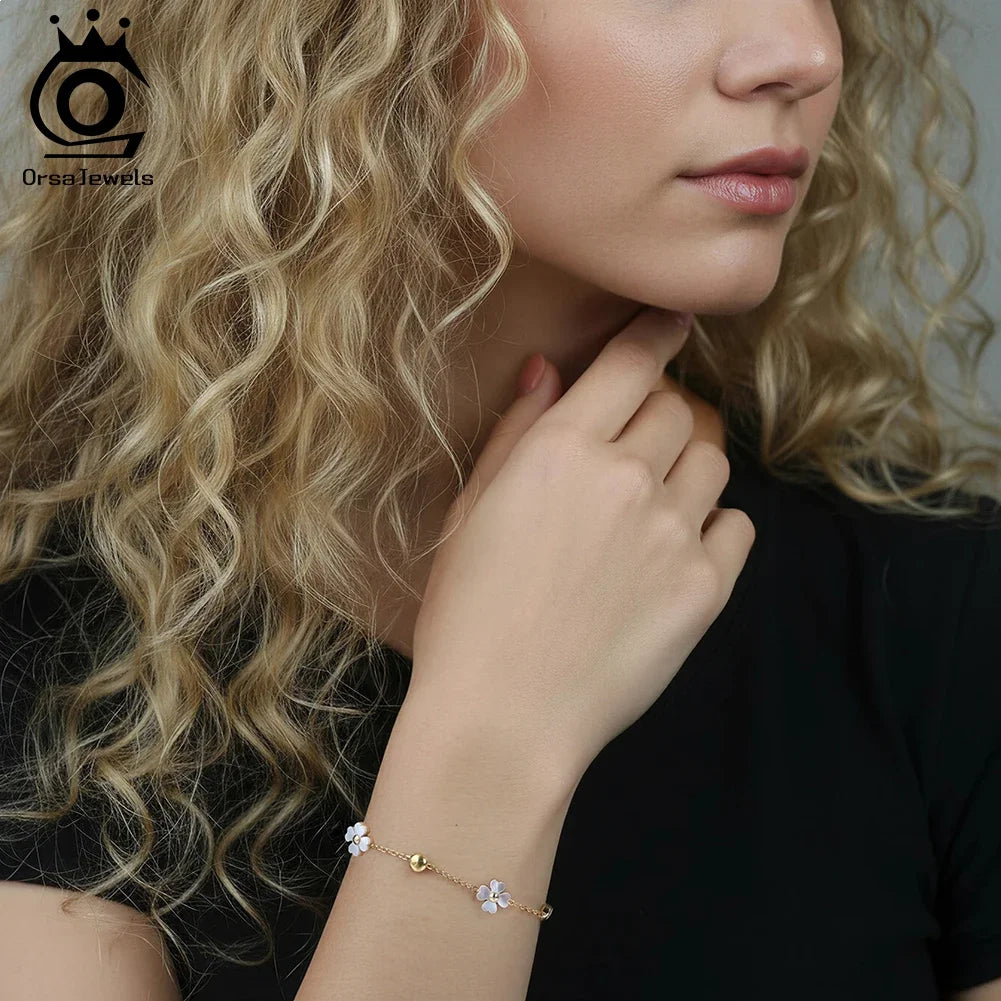 ORSA JEWELS damarmband – blomma med zirkonia i rostfritt stål